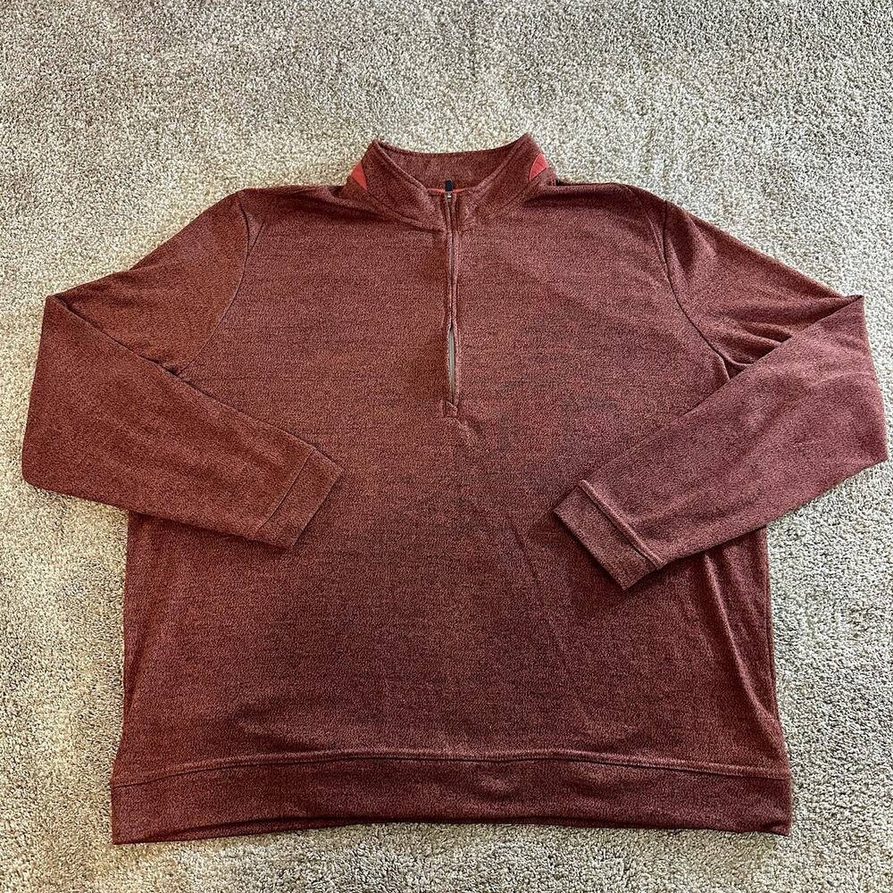 johnnie-O Heathered Quarter Zip Pullover Sweatshirt Men's 2XL Red Orange XXL